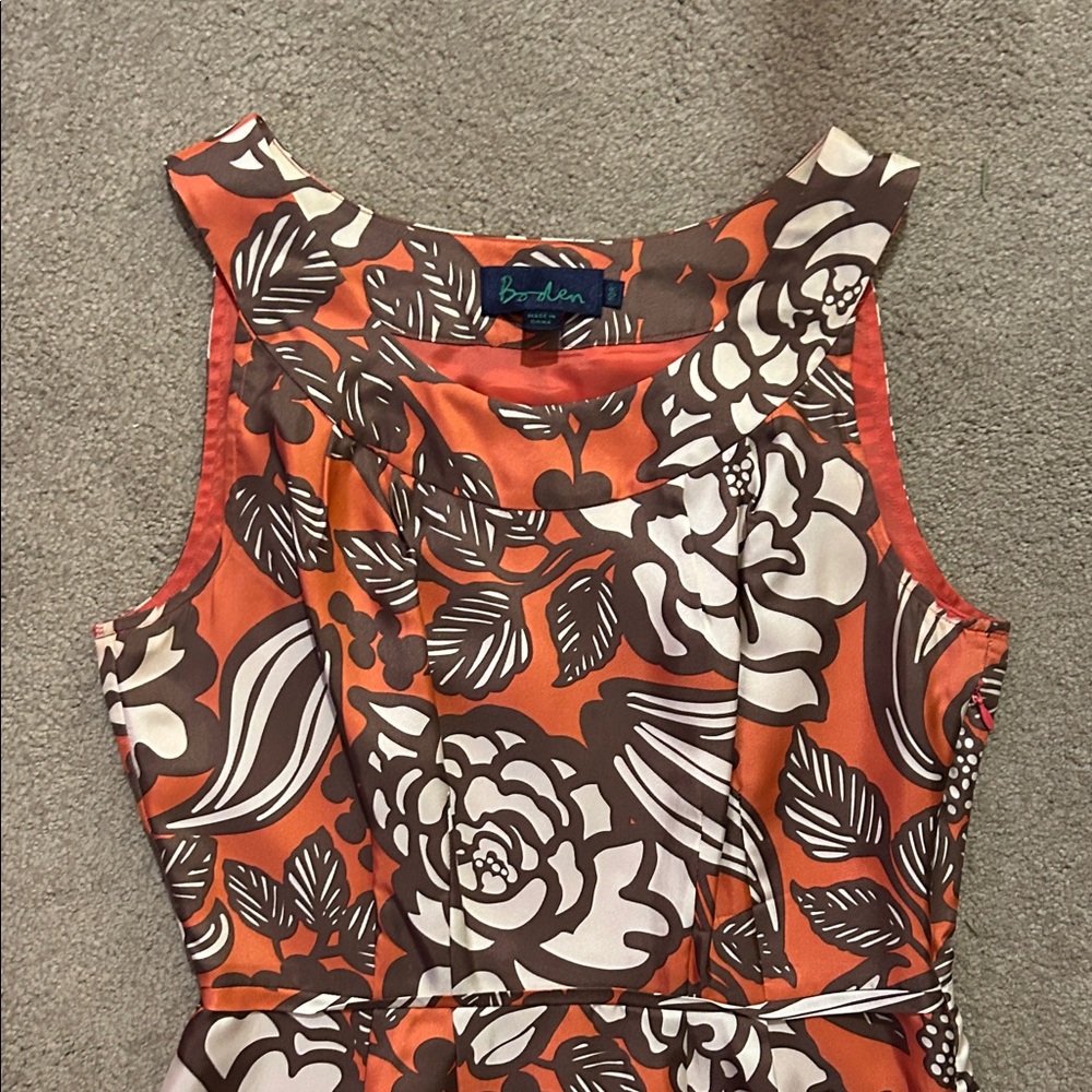 Boden Orange and Brown Floral Dress - Picture 3 of 3